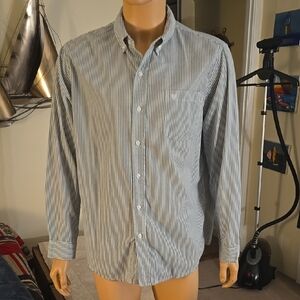 Chaps White and Black Casual Button Down Shirt
